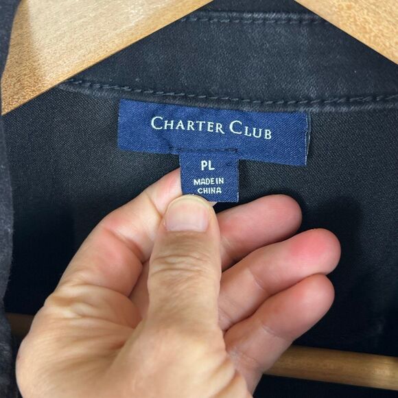 Charter Club Denim Jean Jacket Black Womens Sz Large Petite Button Front Casual - Picture 4 of 11